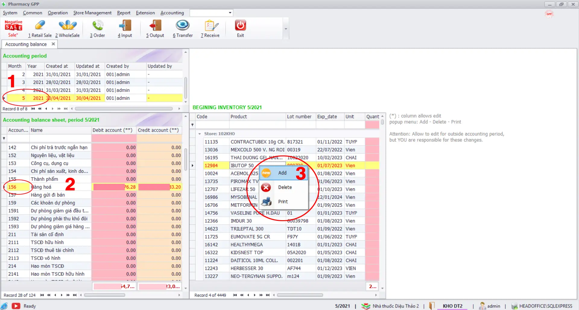 Load the entire data preparation tool - Providing initial data - Beginning inventory