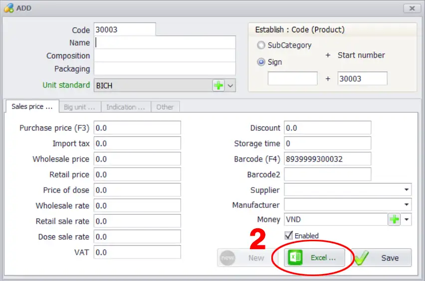 Load the entire data preparation tool - Providing initial data in Sivib POS Software